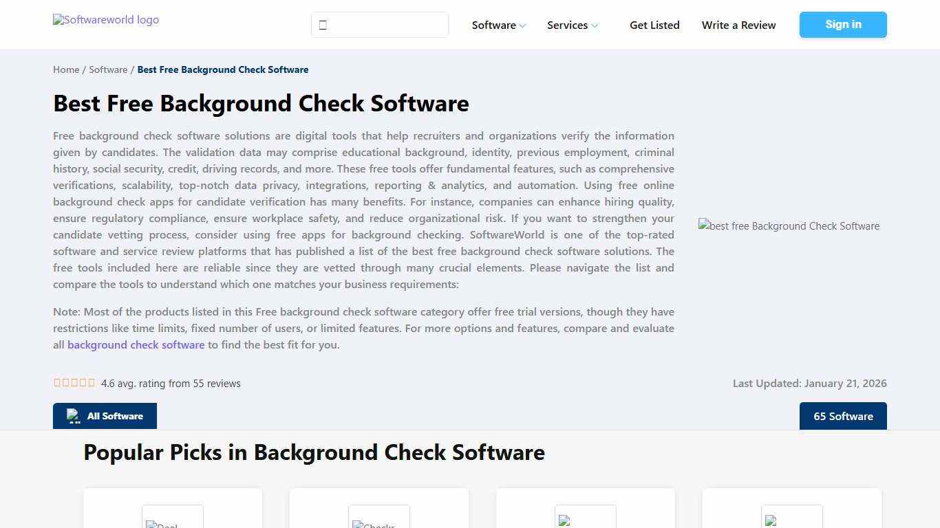 List of Top Free Background Check Software - Jan 2026 Reviews | SoftwareWorld