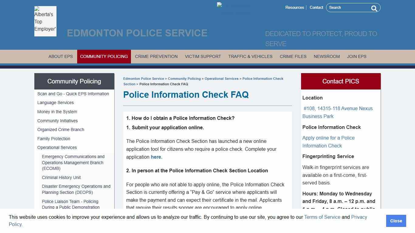 Police Information Check FAQ